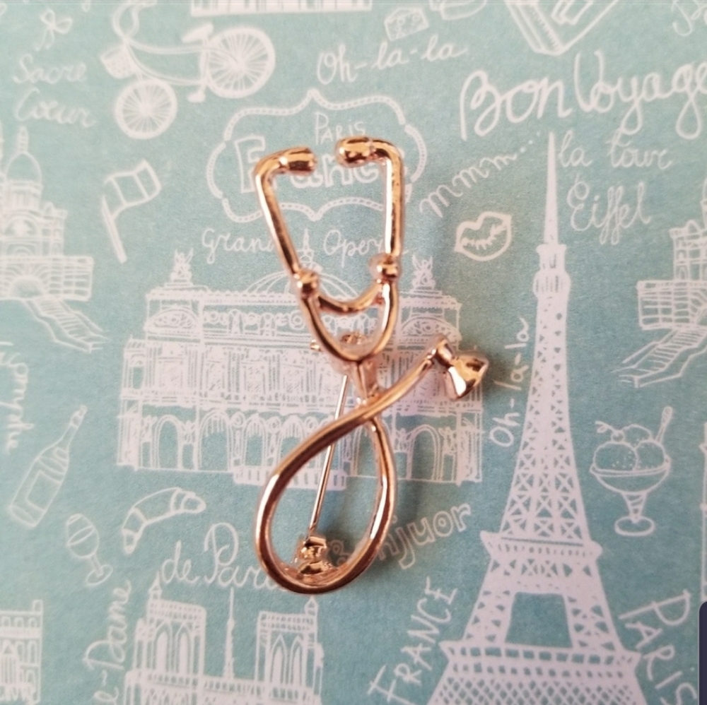 *NWOT Rose Gold Stethoscope Brooch Pin